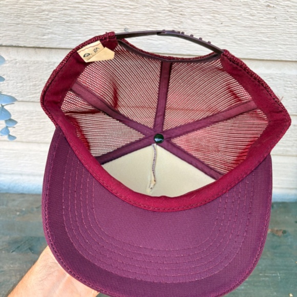 Vintage 1986 ELKS CORBY PLAYDOWNS hunting hat burgundy trucker snapback mesh - Picture 5 of 5